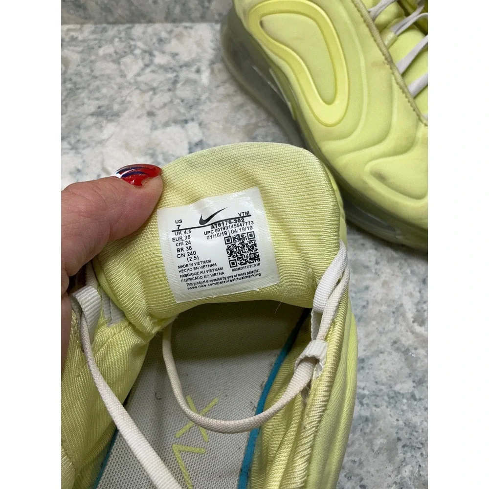 Nike Sneakers Air Max 720 Size 7 Pale Vanilla Yellow AT6176-302 Wave Textured